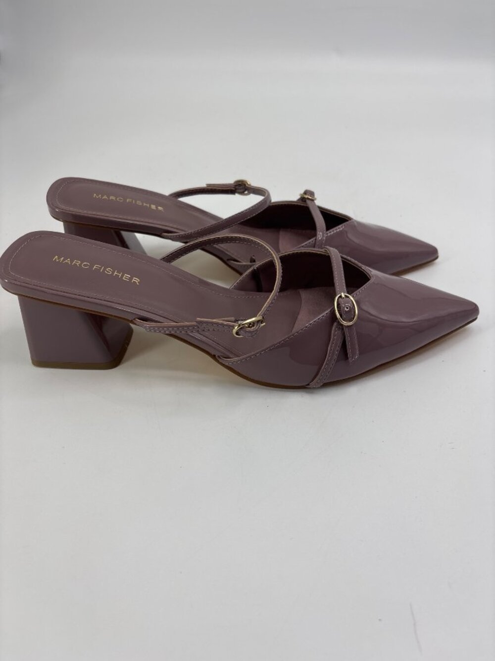 Marc Fisher Lakey Mule 2.5" Heel Patent Mauve Size 11M NWOT - Picture 3 of 7
